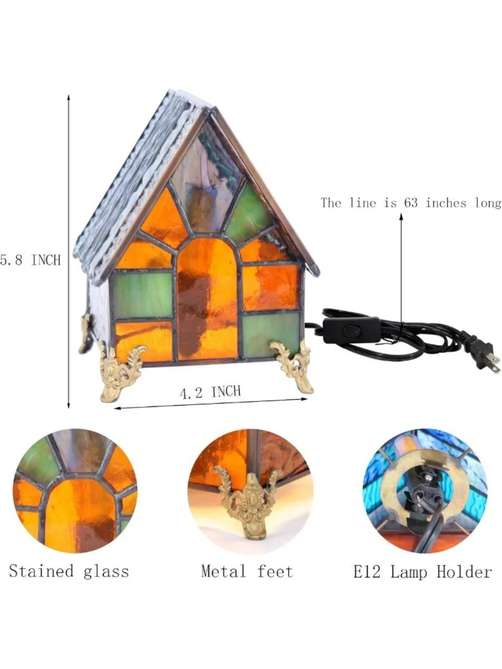 Mini Stained Glass Lighthouse Table Lamp - Retro Decorative Light for Home